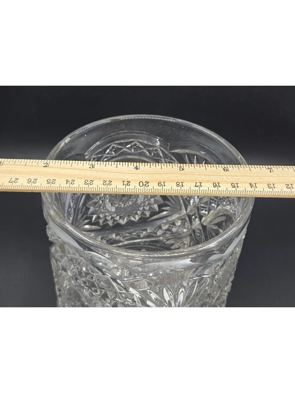 Vintage Imperial Glass Hobstar Roanoke Biscuit Barrel Cracker Jar w/Lid 7.75